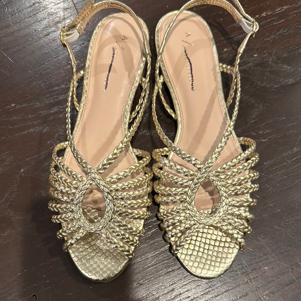 Anthropologie Gold Braided Women's Sandals New in Box